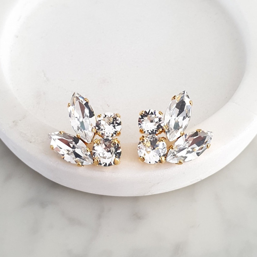J. Crew Crystal Gold Post Earrings // Ronza George Knockoff